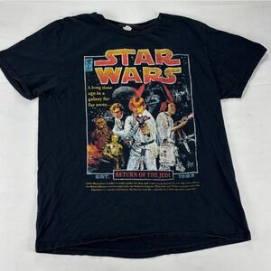 Star Wars Return of the Jedi Comic Graphic T-Shirt Black Mens Large 80s Sci-Fi